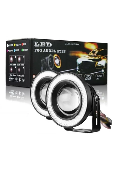 76 Mm Beyaz Mercekli Angel Led Halkalı Sis Farı - Resim 2