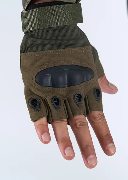 Combat Tactical Outdoor Kesik Parmaksız Eldiven Asker Polis Dağcı Sporcu Bisikletçi Kemik Eldiveni - 004 - 8