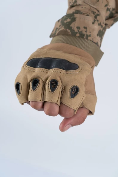 Combat Tactical Outdoor Kesik Parmaksız Eldiven Asker Polis Dağcı Sporcu Bisikletçi Kemik Eldiveni - 004 - 2