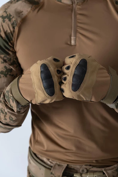 Combat Tactical Outdoor Kesik Parmaksız Eldiven Asker Polis Dağcı Sporcu Bisikletçi Kemik Eldiveni - 004 - 5