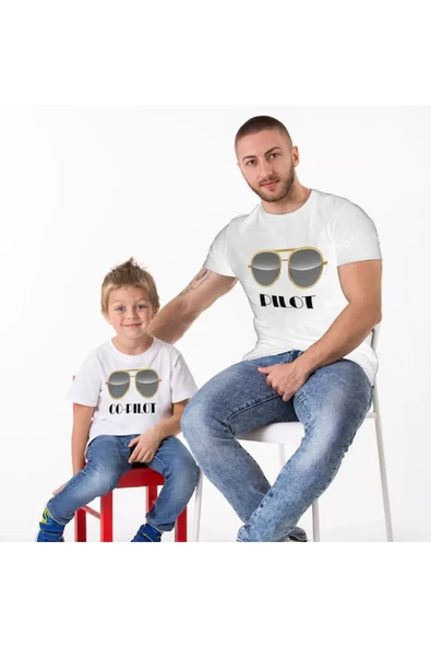 Pilot Co-pilot Baba Oğul Tshirt(Tek Ürün Fiyatıdır Kombin Yapmak için 2 Adet Sepete Ekleyiniz)
