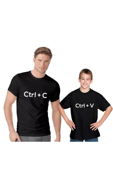 Baba Oğul Kız Ctrl+C Ctrl+V tişört (TEK ÜRÜN FİYATIDIR KOMBİN YAPMAK İÇİN 2 ADET SEPETE EKLEYİNİZ)