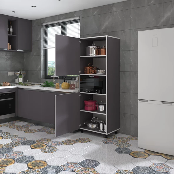 Kenzlife fırın dolabı fadime gri 185*66*45 mutfak banyo kiler ofis