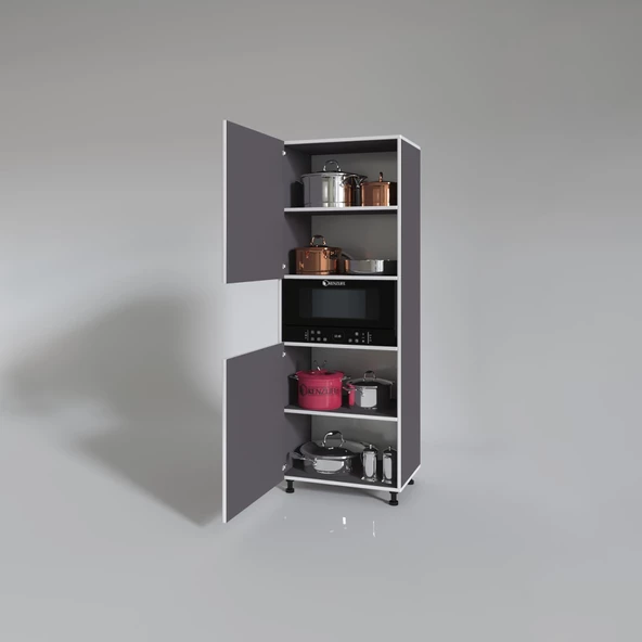 Kenzlife fırın dolabı fadime gri 185*66*45 mutfak banyo kiler ofis - 3