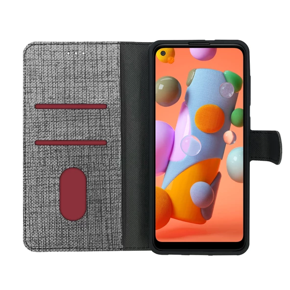 Huawei P40 Lite Kılıf FitCase Fabric Kapaklı Cüzdanlı - 7