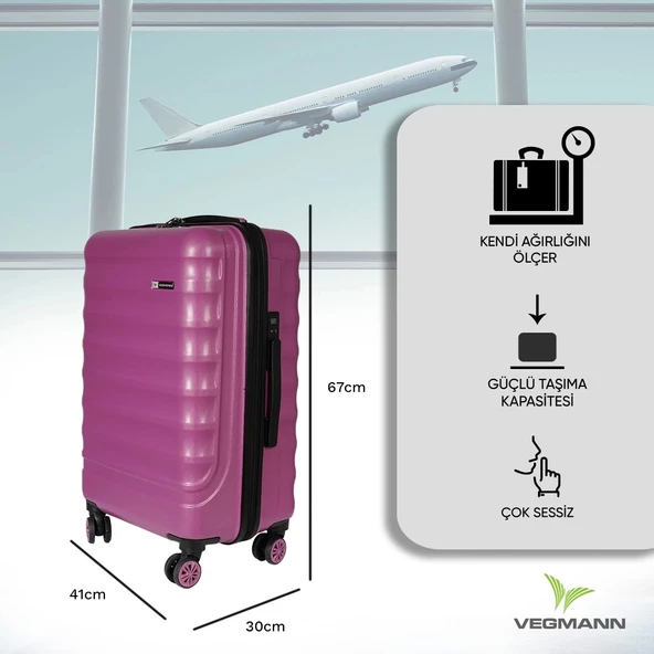 Vegmann Tartılı Scadel Violet Orta Boy Valiz - 3