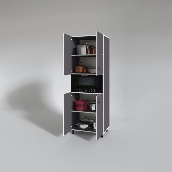 Kenzlife fırın dolabı bedriye gri 185*66*45 mutfak banyo kiler ofis - Resim 3