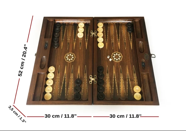 Helena Wood Art Smarty Carved Oymalı Tavla Koyu Ceviz - 4