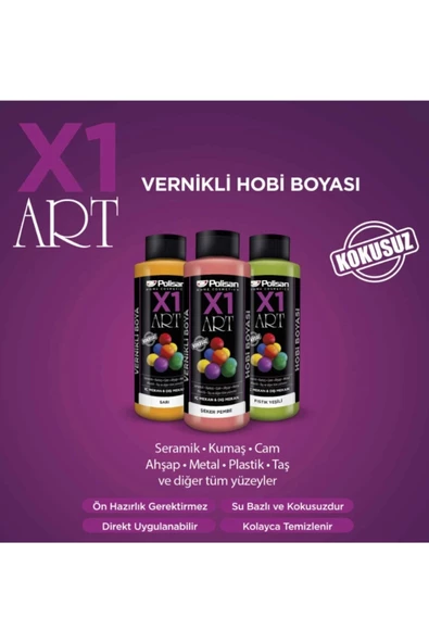 Polisan X1 Art Vernikli Sarı Hobi Boyası 120 Ml - 3