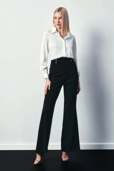 Desenli Düz Klasik Gömlek - EKRU - Resim 5