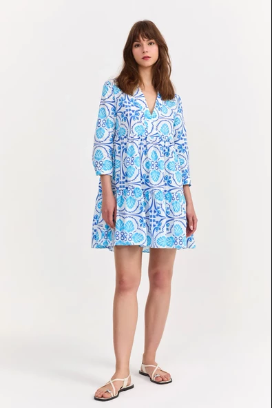 Kadın desenli easy wear elbise - 3