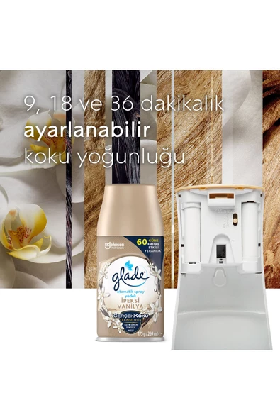 Glade Oda Kokusu, Otomatik Sprey Yedek 2'li Paket Ipeksi Vanilya, Meyve Ve Çiçek Buketi, 269ml 2 Yedek - 4