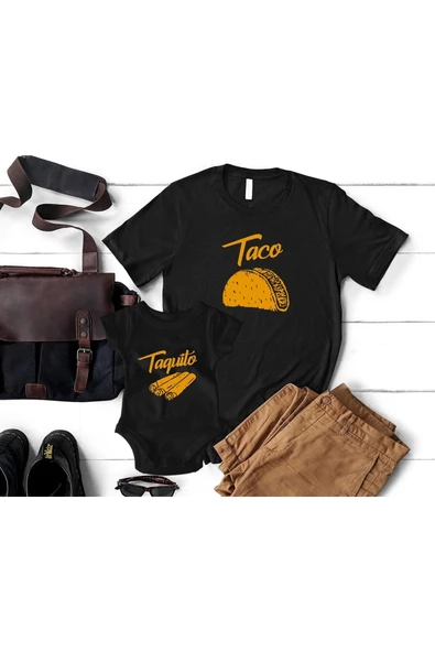 Baba Oğul Taco Taquito Zıbın Tshirt (Tek Ürün Fiyatıdır Kombin Yapmak için 2 Adet Sepete Ekleyiniz)