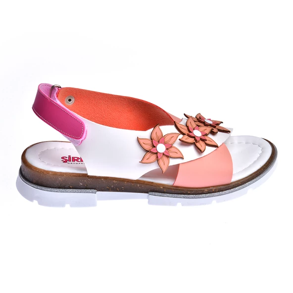 Kiko Kids Günlük Kız Çocuk Bebe Sandalet Şb 22722440-49 Beyaz - Somon - 2