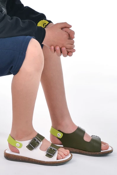 Kiko Kids Erkek Çocuk Sandalet Şb 2330-39 Yeşil - Beyaz - 2