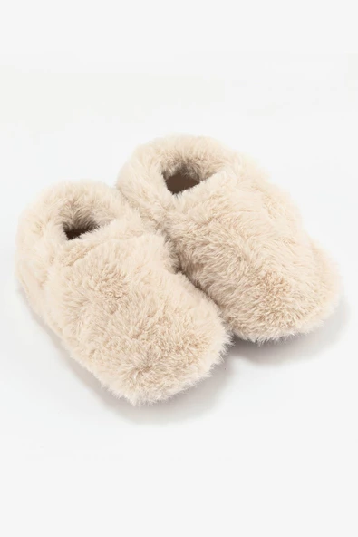 Hopfrög Kids Furry Furry Kırık Beyaz Kürk Barefoot Patik - 3