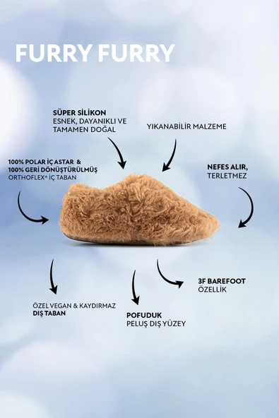 Hopfrög Kids Furry Furry Kestane Kahverengi Kürk Barefoot Patik - 2