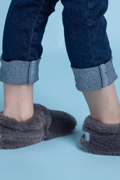 Hopfrög Kids Furry Furry Kırık Beyaz Kürk Barefoot Patik - 5