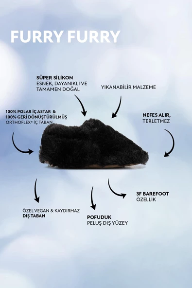 Hopfrög Kids Furry Furry Siyah Kürk Barefoot Patik - 2