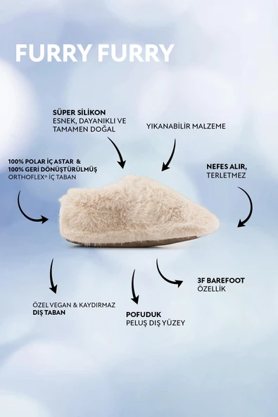 Hopfrög Kids Furry Furry Kırık Beyaz Kürk Barefoot Patik - 2
