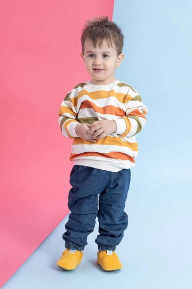 Polar Fleece Sarı Polar Barefoot Patik - Resim 5