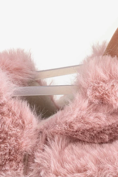 Hopfrög Kids Furry Furry Pembe Kürk Barefoot Patik - 8