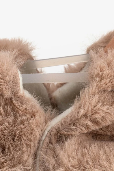 Hopfrög Kids Furry Furry Bej Kürk Barefoot Patik - 8