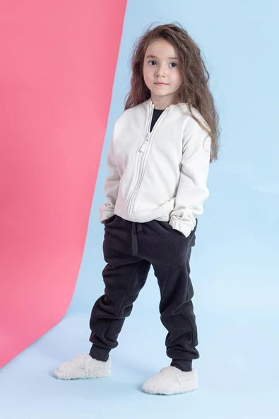 Hopfrög Kids Furry Furry Kırık Beyaz Kürk Barefoot Patik - 4