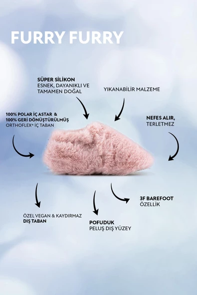 Hopfrög Kids Furry Furry Pembe Kürk Barefoot Patik - 2