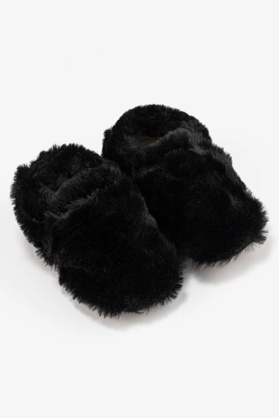 Hopfrög Kids Furry Furry Siyah Kürk Barefoot Patik - 3