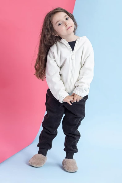 Hopfrög Kids Furry Furry Bej Kürk Barefoot Patik - 4