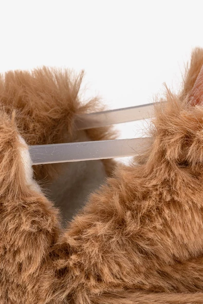 Hopfrög Kids Furry Furry Kestane Kahverengi Kürk Barefoot Patik - 8