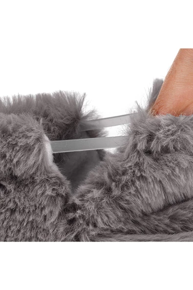 Furry Furry Gri Kürk Barefoot Patik (Hediye Seti) - 6