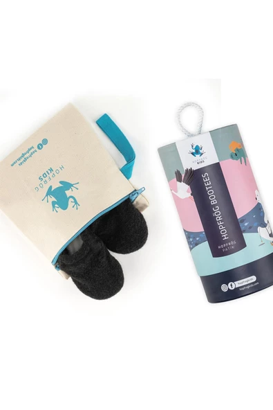 Hopfrög Kids Recycled Woo Wooly Yünlü Siyah Barefoot Patik - Resim 8