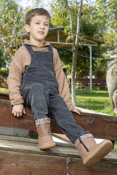 Hopfrög Kids Smart Walker Cool Boots Kahverengi Meşe Barefoot Çocuk Bot - 5