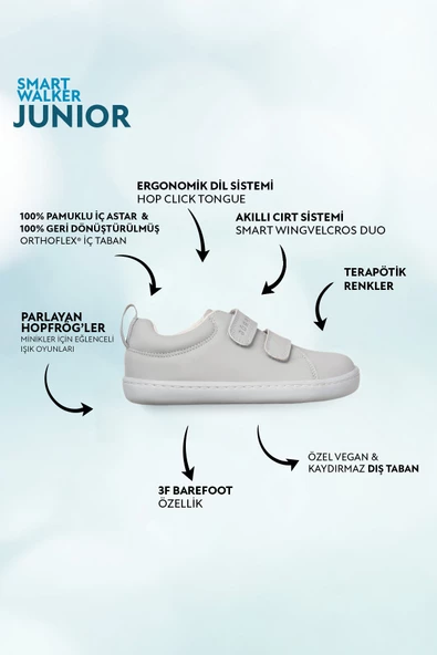Hopfrög Kids Smart Walker Junior Süper Mat Havalı Gri Barefoot Çocuk Ayakkabı - 9