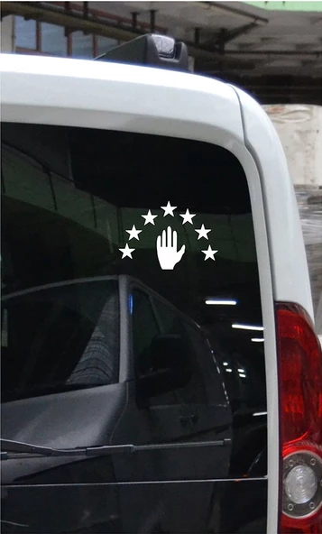 Abhaz Bayrak Folyo Kesim Etiket Beyaz 16 CM - 4