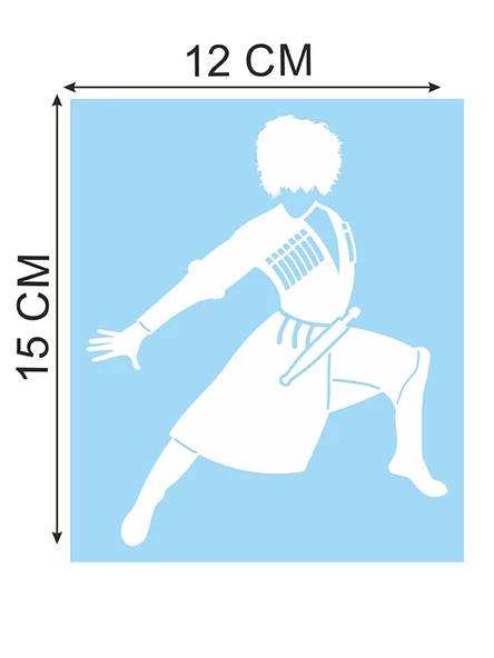 Kafkas Çerkes Dansçı Folyo Kesim Etiket (Beyaz-Sağ) 15 Cm - 2