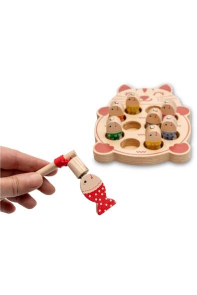 Montessori 3 Boyutlu Eğitici Ahşap Balık Tutma Oyunu / Ahşap Balıklar Ile Eğlenceli Oyun - 3