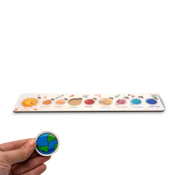 Ahşap Gezegenler &Güneş Sistemi Bultak Puzzle Yapboz / Eğitici, Öğretici ve Güvenli Çocuk Oyuncağı - 2