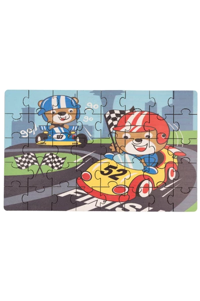 Montessori Çılgın Yarış Ahşap 40 Parça Puzzle, Yapboz Seti / 1+ Yaş / Eğitici, öğretici ve Güvenli Çocuk Oyuncağı - 4