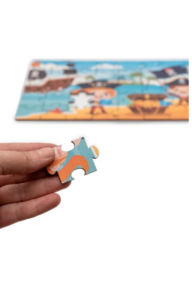 Montessori Pirates Ahşap 40 Parça Puzzle, Yapboz Seti / 1+ Yaş / Eğitici, Öğretici ve Güvenli Çocuk Oyuncağı - 2