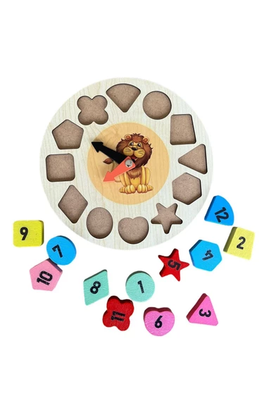 Renkli Ahşap Bultak Saat / 1+ ve Üzeri / Çocuklar İçin Güvenli, Eğitici ve Zaman Öğretici Oyuncak