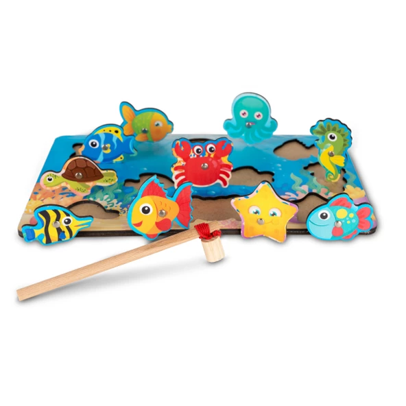 Montessori Mıknatıslı Ahşap Balık Tutma Oyunu / 1+ Yaş / Eğitici, Eğlenceli ve Güvenli Ahşap Puzzle Seti - 2