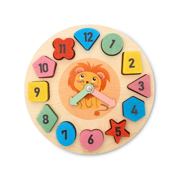 Renkli Ahşap Bultak Saat / 1+ ve Üzeri / Çocuklar İçin Güvenli, Eğitici ve Zaman Öğretici Oyuncak - 3