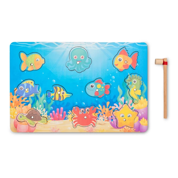 Montessori Mıknatıslı Ahşap Balık Tutma Oyunu / 1+ Yaş / Eğitici, Eğlenceli ve Güvenli Ahşap Puzzle Seti - 3