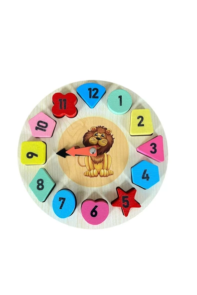 Renkli Ahşap Bultak Saat / 1+ ve Üzeri / Çocuklar İçin Güvenli, Eğitici ve Zaman Öğretici Oyuncak - 2