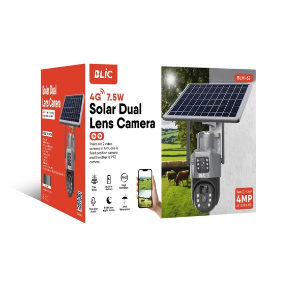 Blic Blm-63 Siyah 4 MP 4G Solar Dual Lens Ptz Kamera - 5