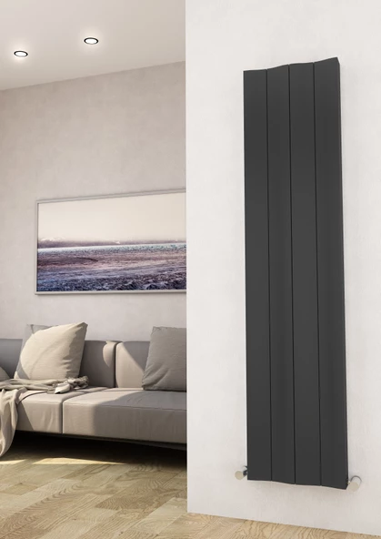 Sanica Simetrik Dizayn Radyatör Antrasit Alüminyum Dikey (Single) 306 x 1800 mm - 2
