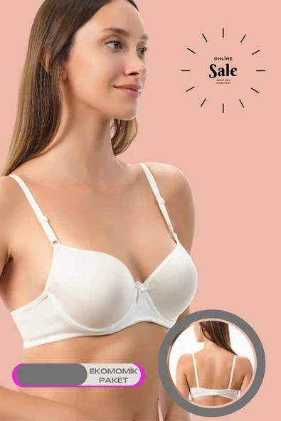 Shopidik  Beyaz Dolgulu Mikro Tek Sütyen - 4